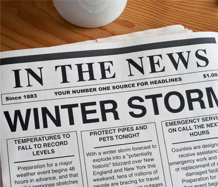 Winter storm newspaper.